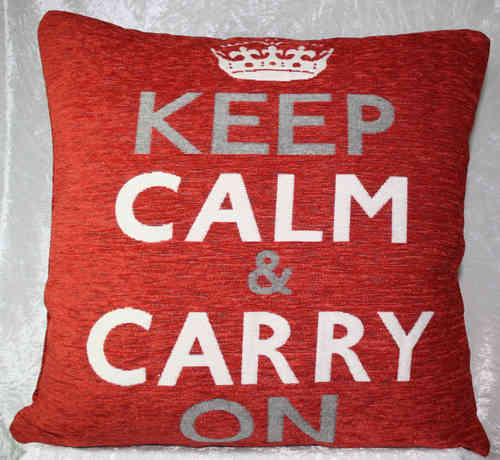 Keep Calm and Carry On - Kissen, orange-rot