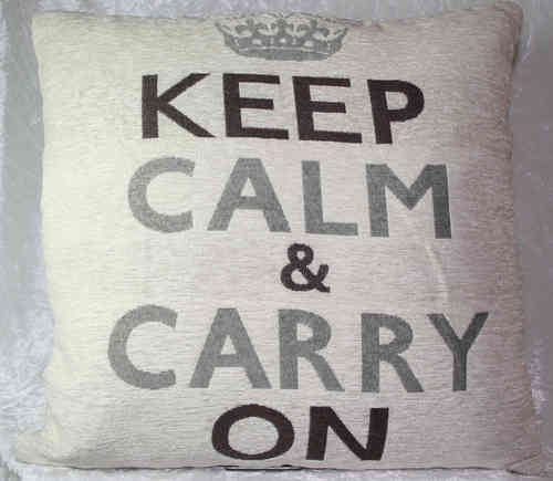 Keep Calm and Carry On - Kissen, beige